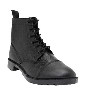 Grafters 6 Eye Black Cadet Army Combat Work Parade Grain Leather Boots Sz 9 NEW